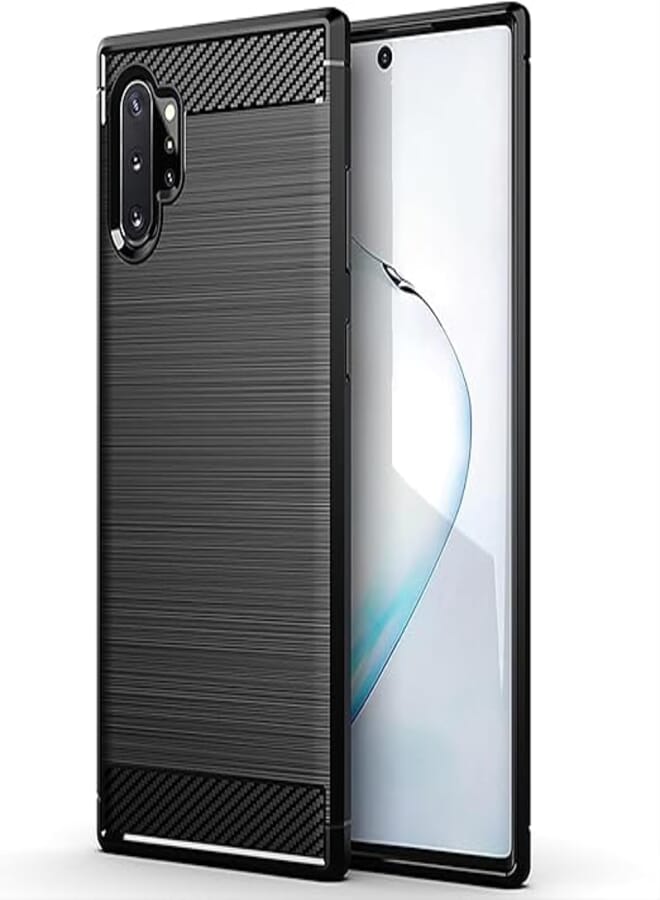 phone case compitable with Samsung galaxy note 10 plus (10+) Carbon Silicone Case Original Flexible Slim Enhanced Durable Anti-Shock Protector for Samsung galaxy note 10 plus (10+) (Black)